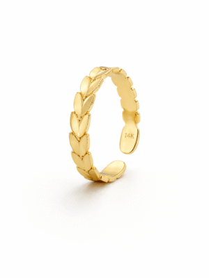Naa'm Laabal 14k Solid Gold Textured Linked Leaf Toe Ring
